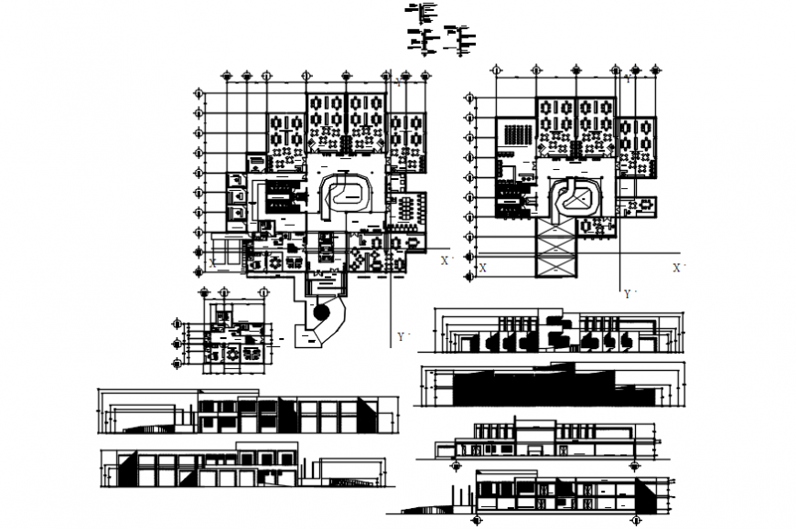 Library plan and elevation in auto cad file