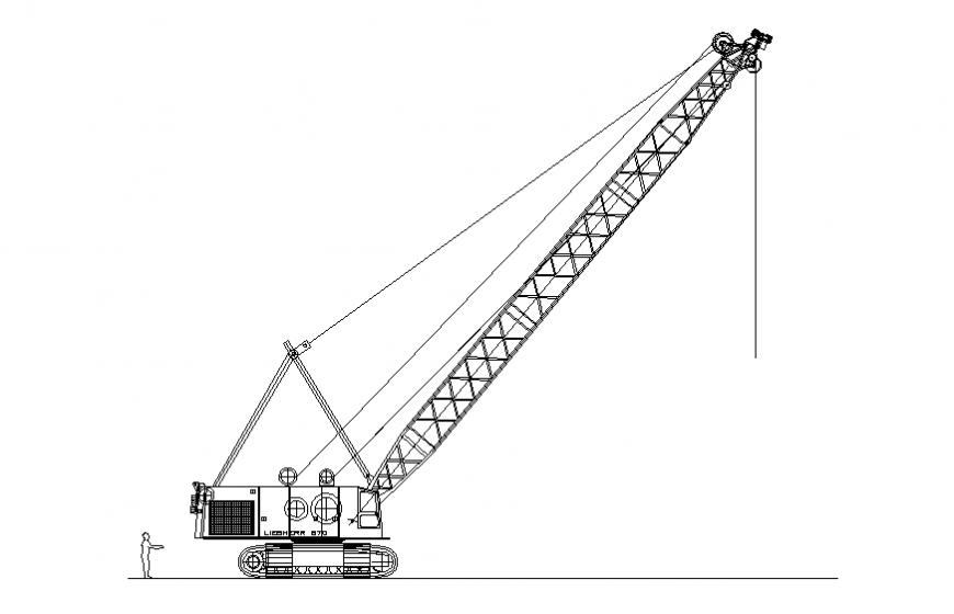 Liebherr crane vehicle side elevation cad block details dwg file