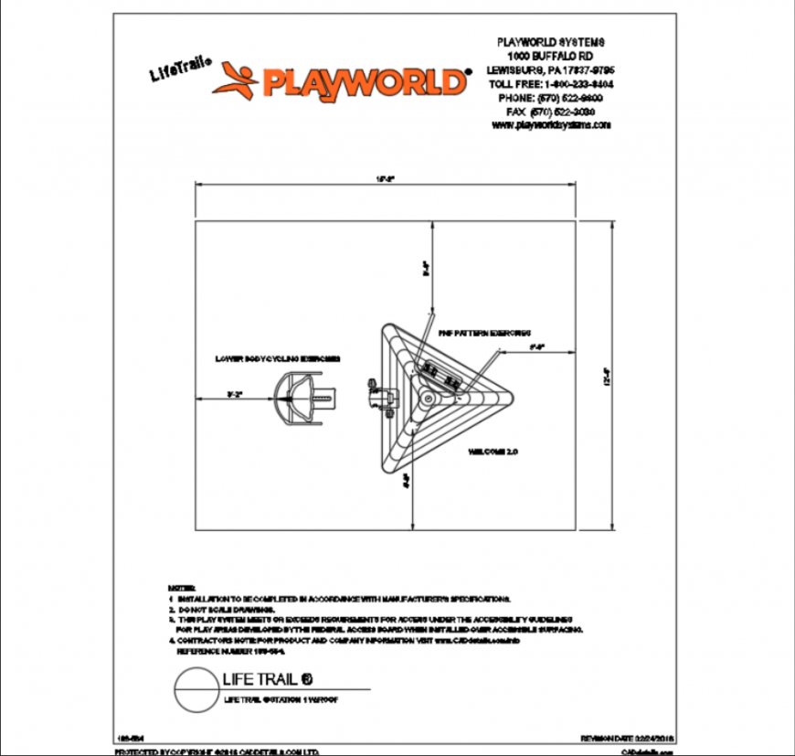 Life trail station play equipment for garden details dwg file