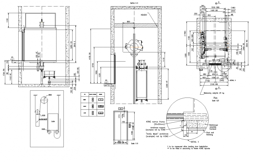 Lift and elevators detail structure layout file