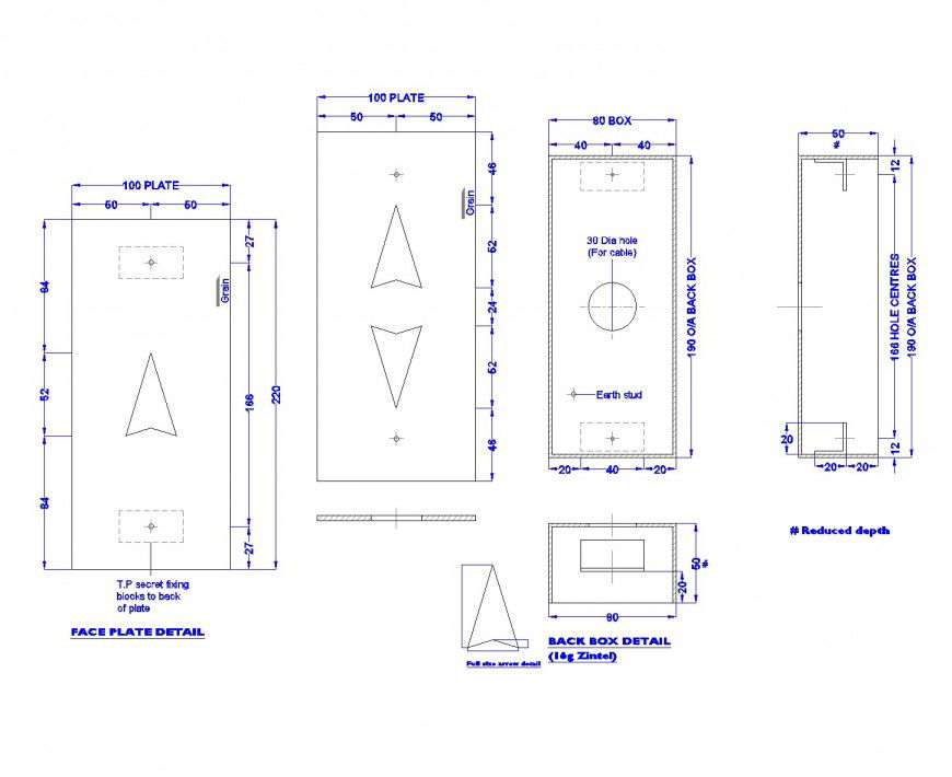 Lift buttons face plate detail