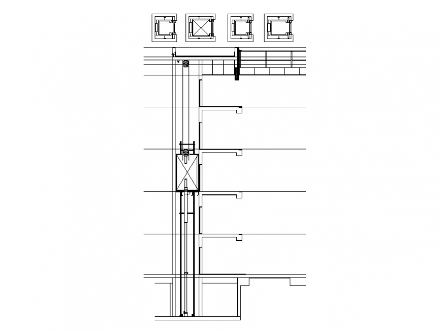 Lift car plans & sections cad drawing details dwg file