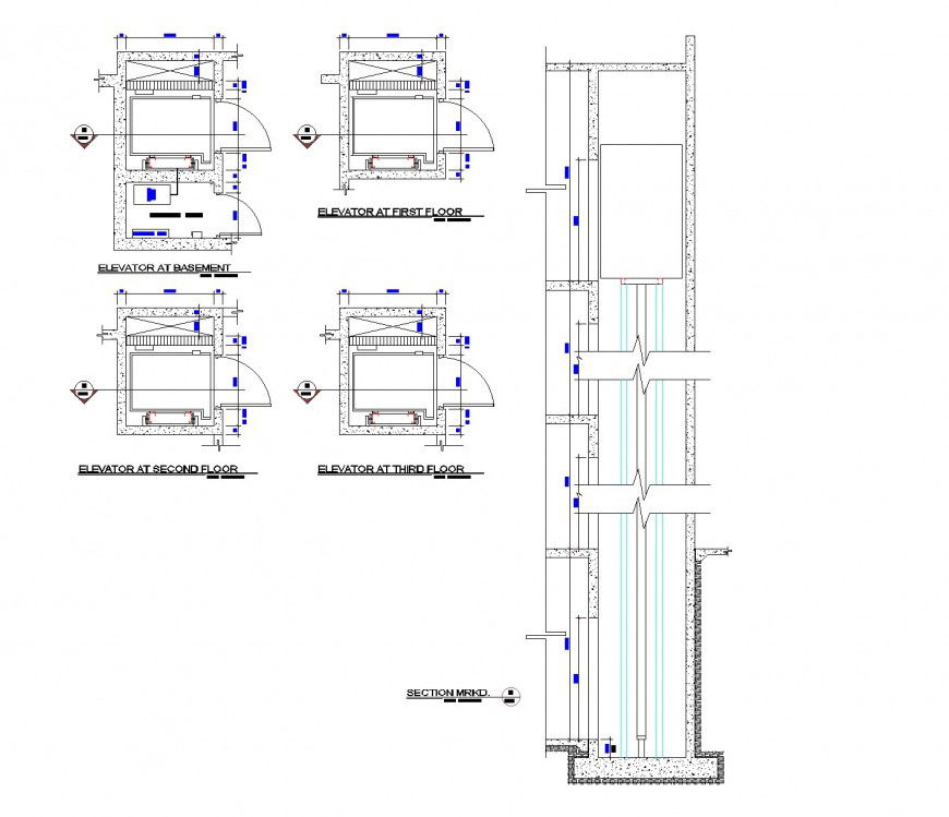 Lift design plan and section layout file