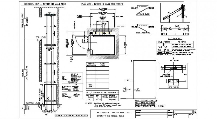Lift elevator 2d view layout file in autocad format