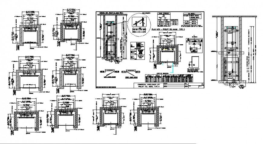 Lift elevator block CAD mechanical unit block layout autocad file
