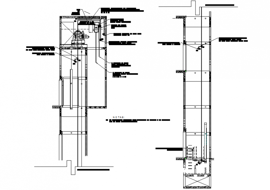 Lift elevator design sectional detail dwg file