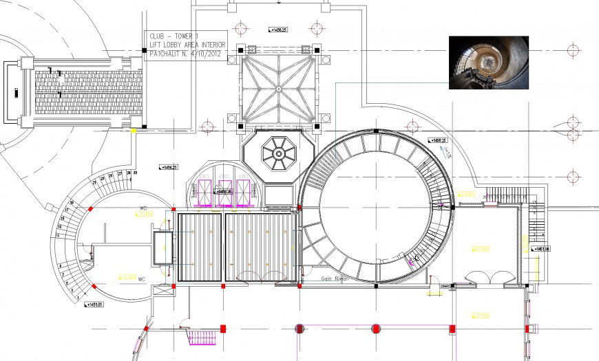 Lift lobby area interior club tower autocad file