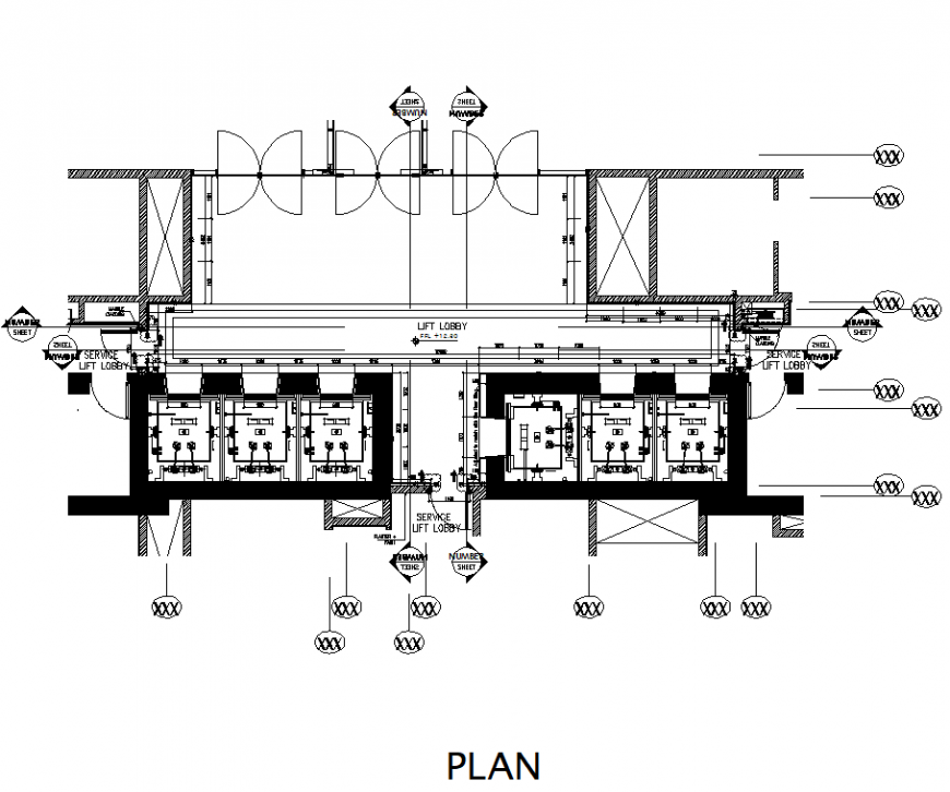 Lift lobby wooden cladding plan autocad file