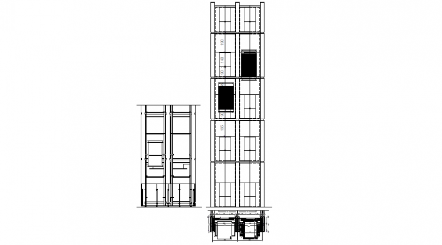Lift panoramic elevation design dwg file