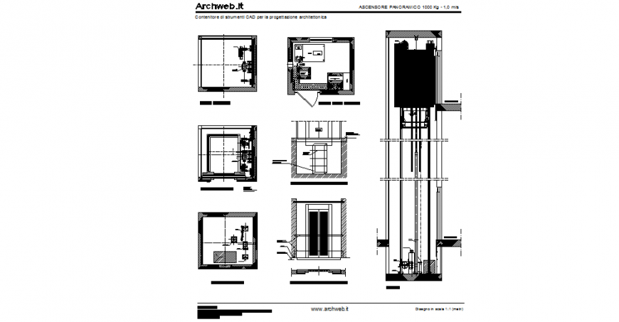 Lift Plan and Elevation View with Up-Down Position DWG File
