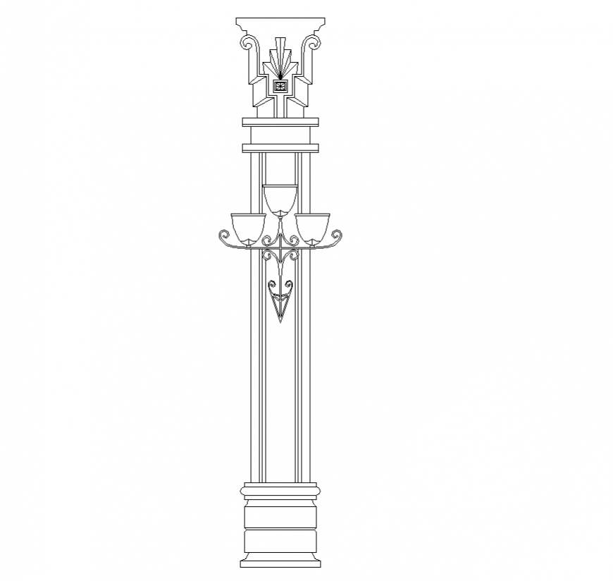 Light column lighting detail elevation cad blocks autocad file