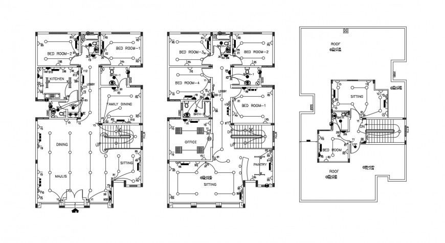 Light fitting details in housing apartment dwg file