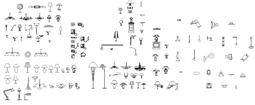 Light fittings AutoCAD block in dwg AutoCAD file.