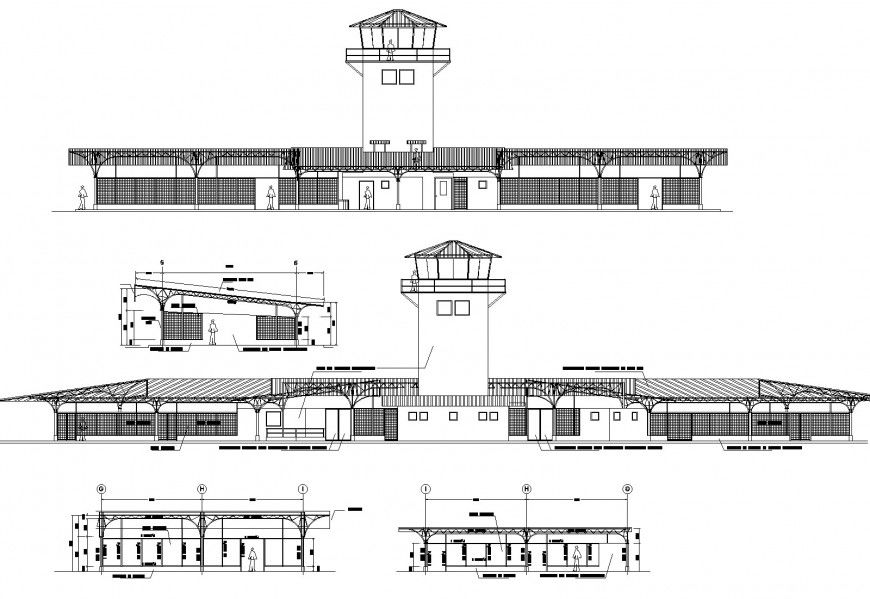 Light house elevation and section autocad file