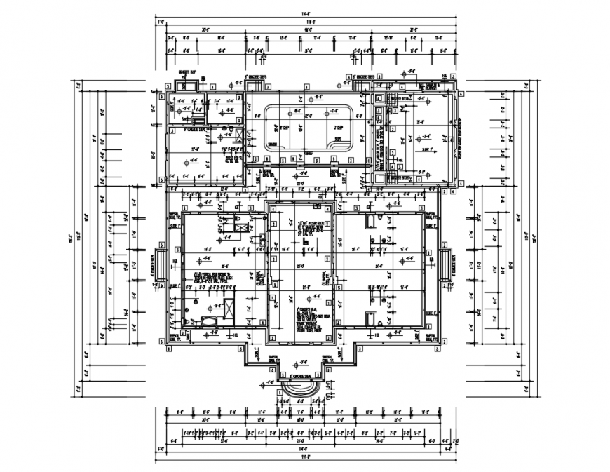 Light house foundation plan structure with footing details dwg file