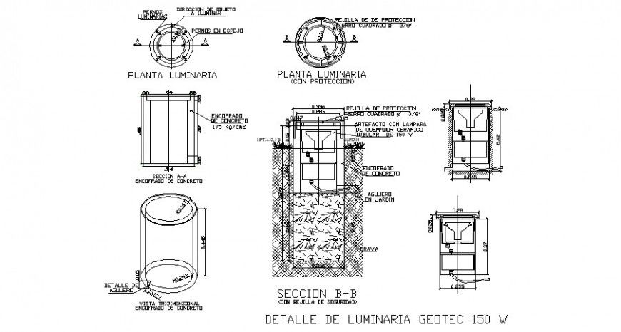 Light installation with concrete framework