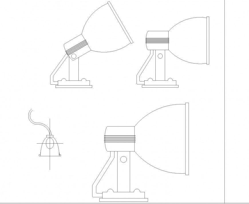 Light lamp plan and elevation autocad file