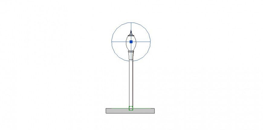 Light pole front section cad drawing details dwg file