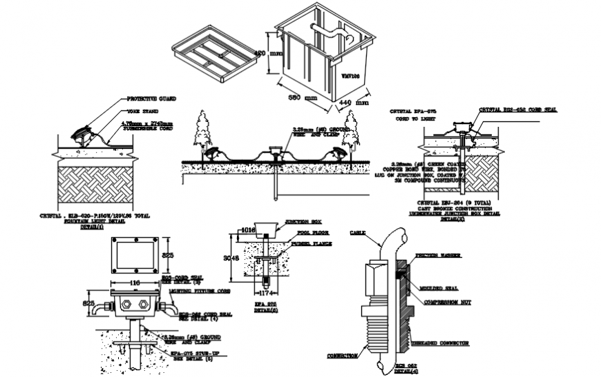 Light Pole Electrical CAD & Construction Section Drawing