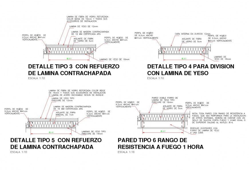 Light weight partition walls detail dwg file