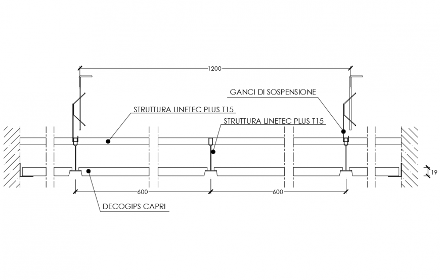 Lighten gypsum constructive structure details dwg file