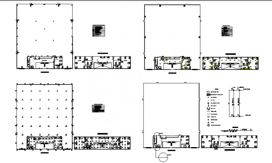 Lighting, force and plant distribution details of nave industrial plant dwg file