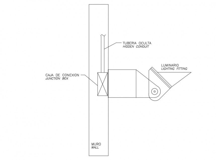 Lighting fittings withing wall cad electrical details dwg file
