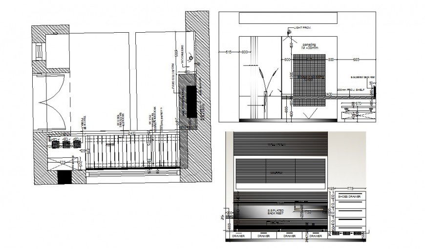 Lighting layout and electrical installation plan details for house dwg file