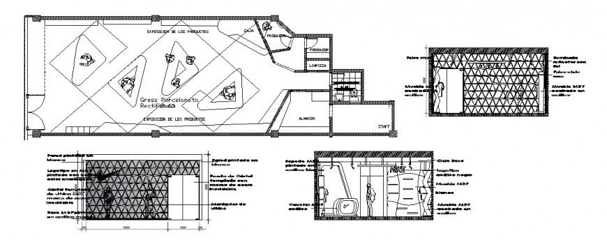 Lighting layout plan and electric installation details of store dwg file