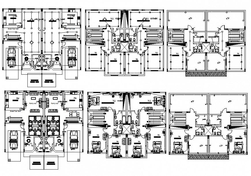 Lighting layout plan twin house cad file