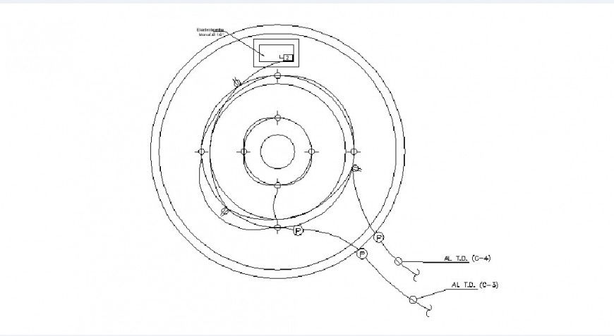 Lighting plate section and electric installation details dwg file