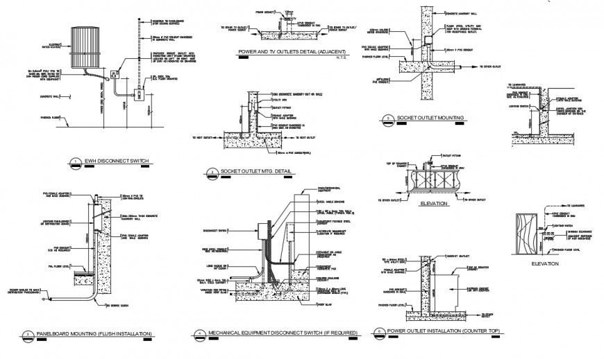 lighting switch installation detail cad file