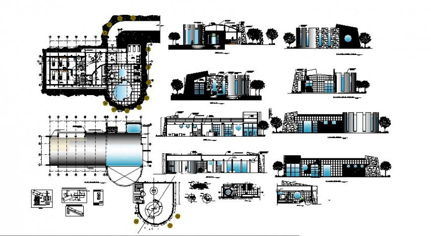 Linca hotel of peru elevation, section, floor plan and auto-cad details dwg file