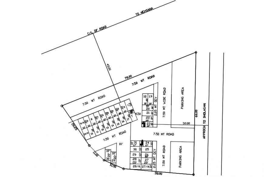 Linch housing colony site plan and plotting details dwg file