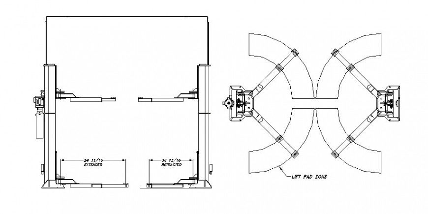 Line drawing of mechanical elevator unit block layout file in autocad format,