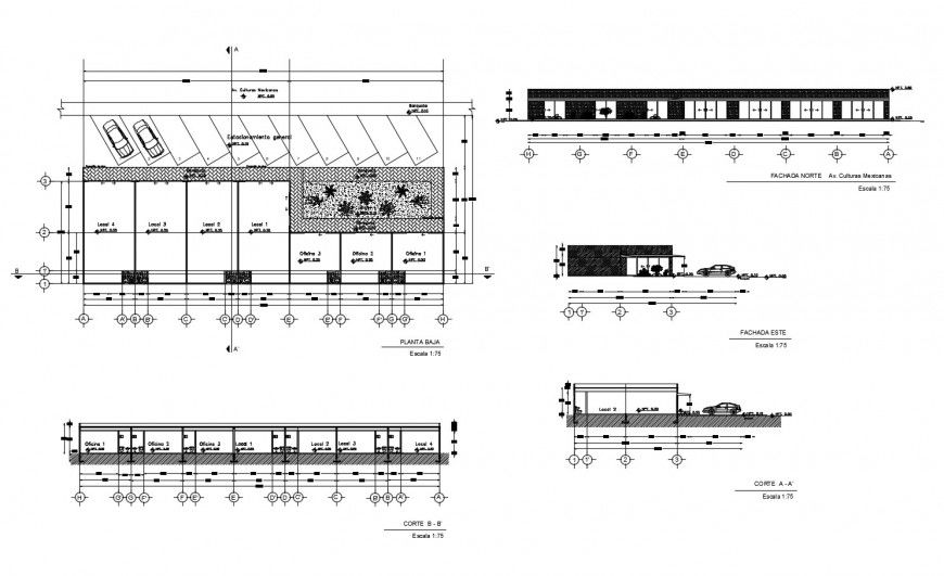 Line plan of store building detail 2d view CAD block autocad file