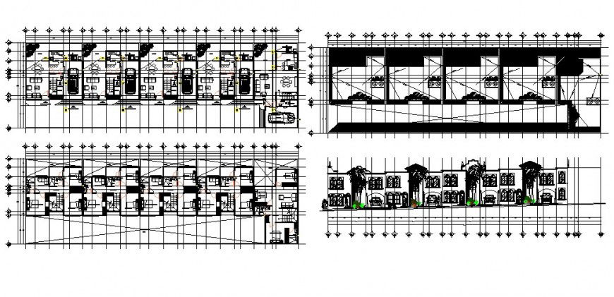 Linear Row house detail drawing in AutoCAD file.
