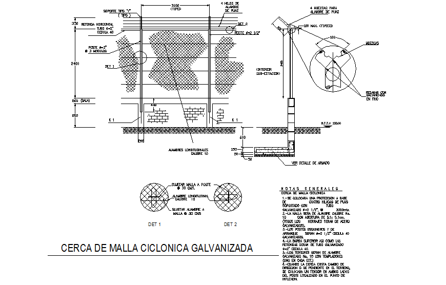 Link fence galvanisation drawing in dwg file.