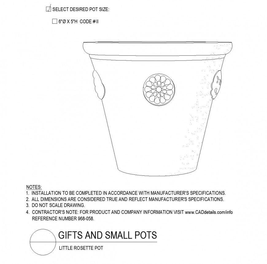 Little rosette pot plan layout file