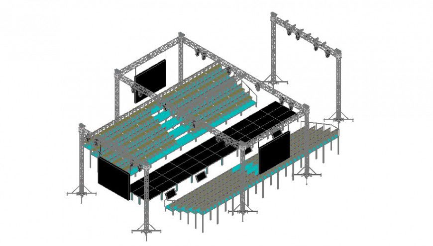 Live concert set up stage 3d detailing dwg file