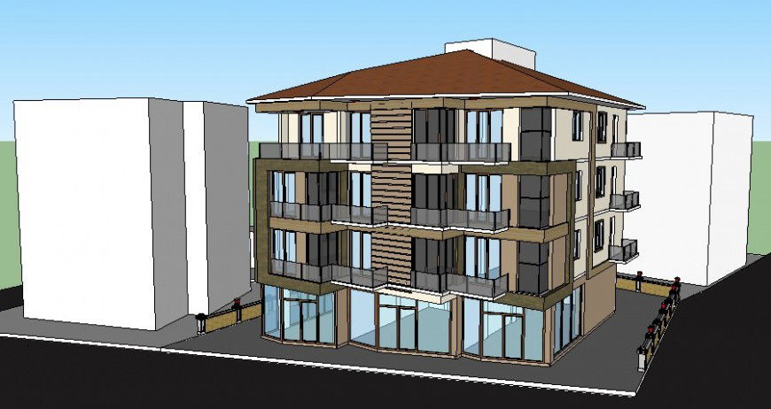 Living apartment drawings 3d model of building sketch-up file