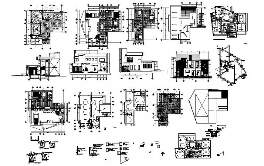 Living apartments details plan elevation and sectional drawing in AutoCAD