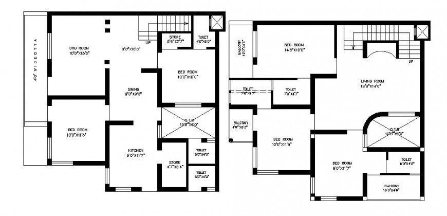 Living area floor plan in AutoCAD file