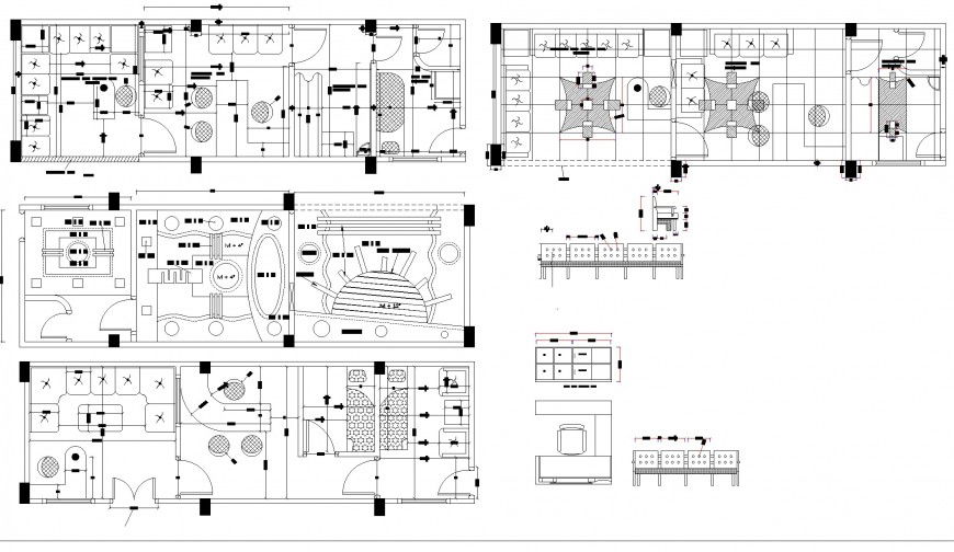 Living ceiling and furniture plan detail dwg file
