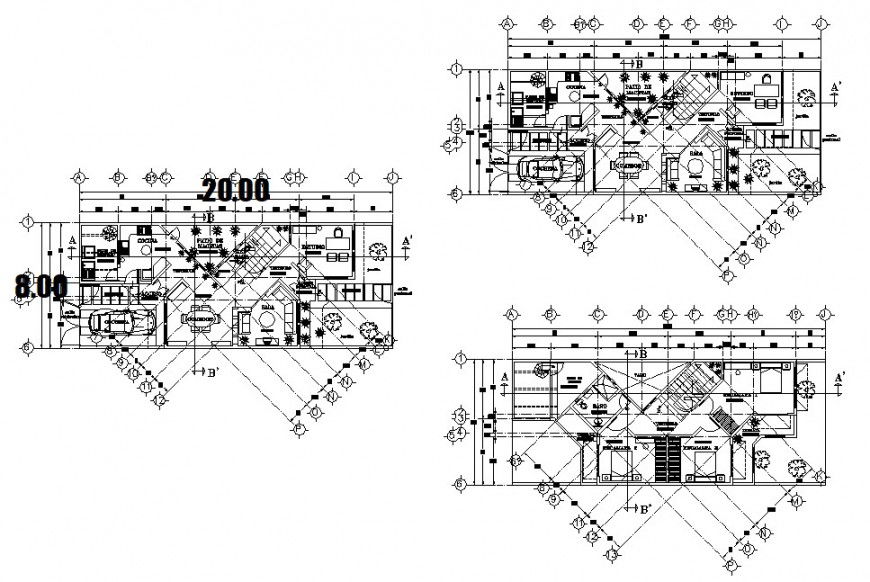 Living housing furnished apartment 2d plan in autocad file