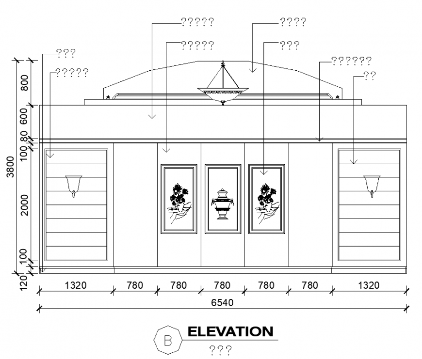 Living room background wall painting CAD detail dwg file