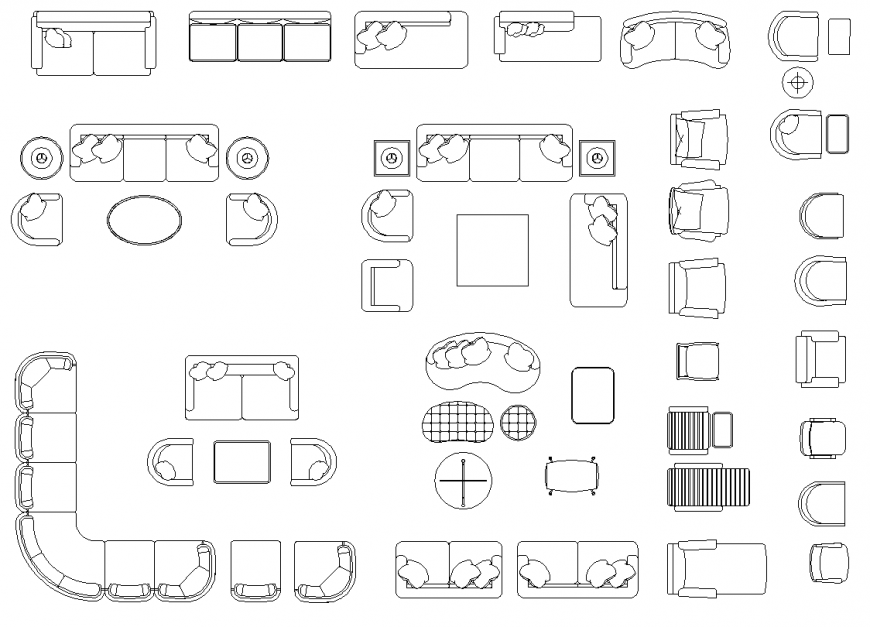 Living room detail furniture elevation dwg file