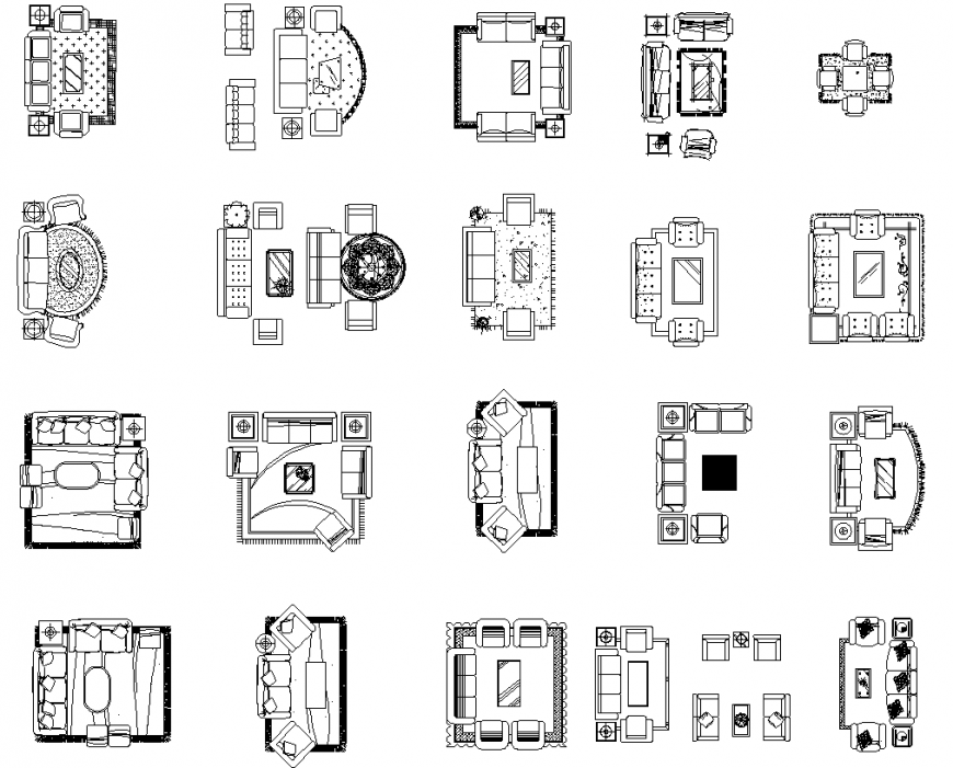 Living room furniture detail elevation autocad file