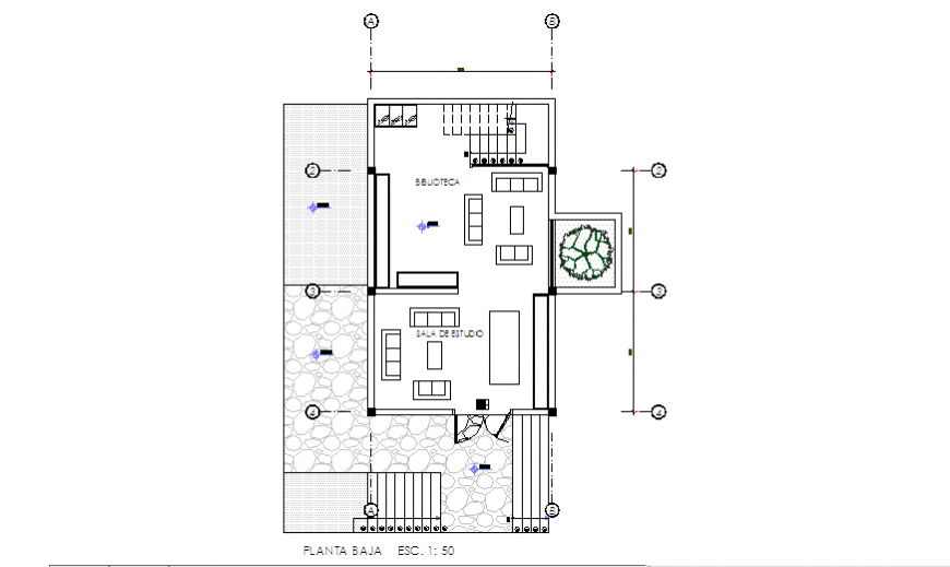 Living room layout design of single family home design drawing