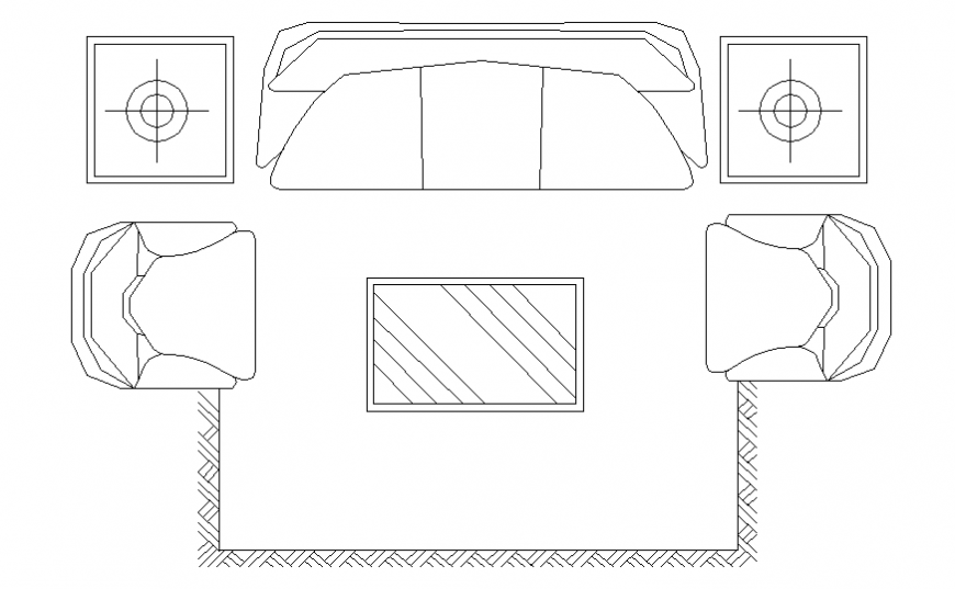 Living Room Sofa Ideas Architect 2D Plan Layout DWG File